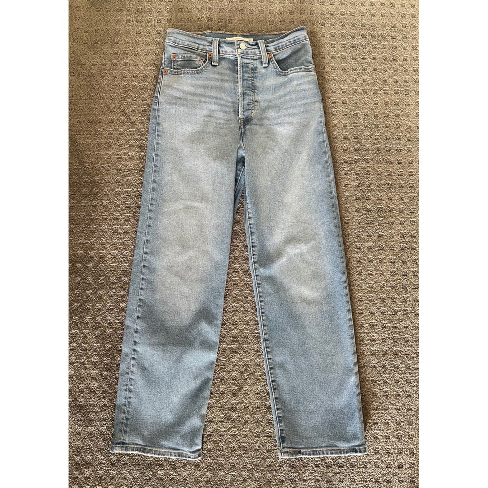 Levis Ribcage Straight Ankle Jeans 27 Light Wash Blue Good Condition